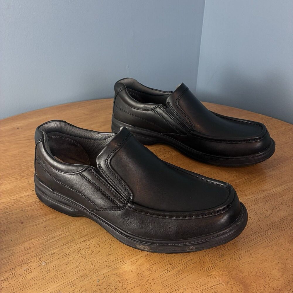 Clarks Soft Cushion With Ortholite Mens Slip On Black Comfort Shoes Size 10M